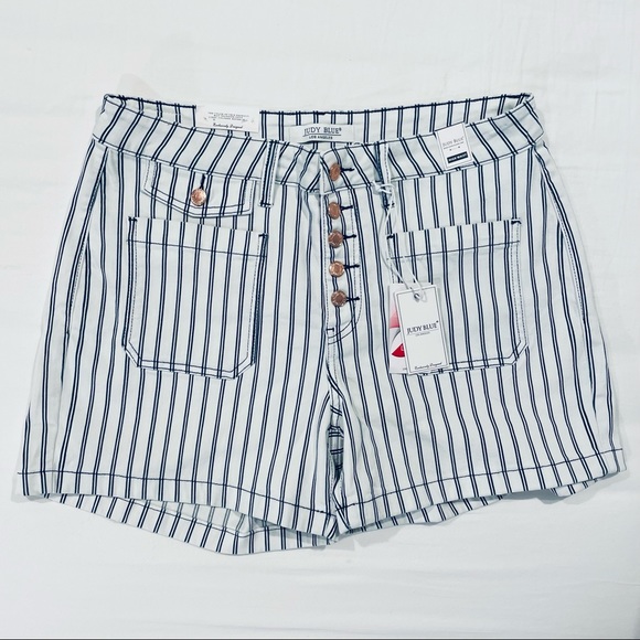 Judy Blue Pants - New Judy Blue Womens Shorts 1XL High Waist Striped Patch Pocket Plus Denim Jeans